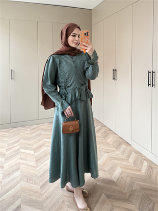 Yolanda Müslin Etekli Takım Turkuaz (3011)