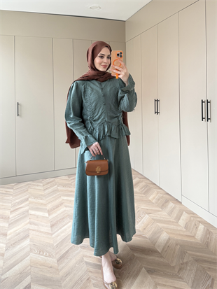 Yolanda Müslin Etekli Takım Turkuaz (3011)