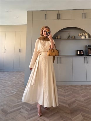 York Düğmeli Etekli Takım Bej (4498)