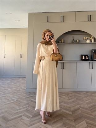 York Düğmeli Etekli Takım Bej (4498)
