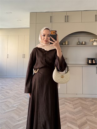 York Düğmeli Etekli Takım Kahve (4498)