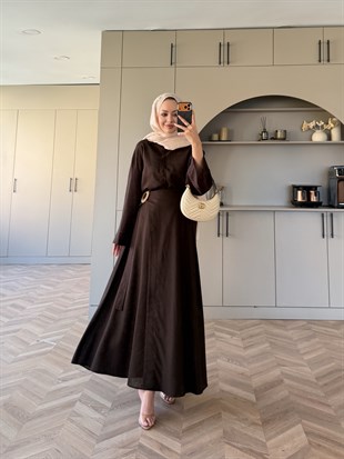 York Düğmeli Etekli Takım Kahve (4498)