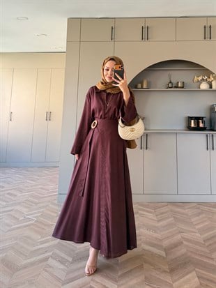 York Düğmeli Etekli Takım Mürdüm (4498)