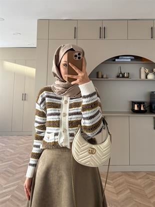 Yumuşak Örgü Kazak Yağ Yeşili