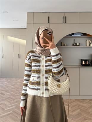 Yumuşak Örgü Kazak Yağ Yeşili