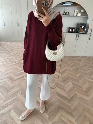 Zebra Simli Merserize Kazak Bordo