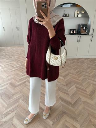 Zebra Simli Merserize Kazak Bordo