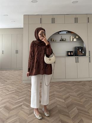 Zebra Simli Merserize Kazak Kahve