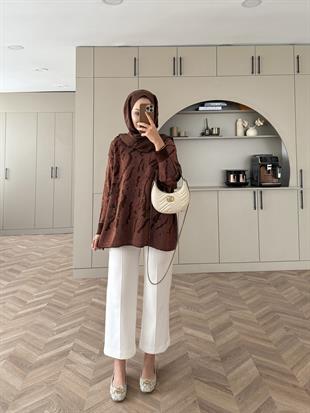 Zebra Simli Merserize Kazak Kahve