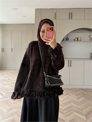 Zen Fırfır Detaylı Angora Kazak Kahve (2911)