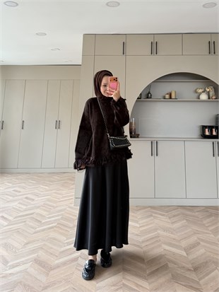 Zen Fırfır Detaylı Angora Kazak Kahve (2911)