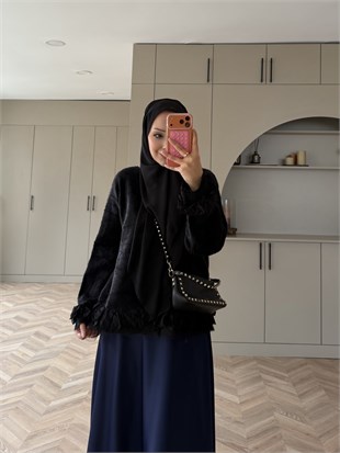 Zen Fırfır Detaylı Angora Kazak Siyah (2911)