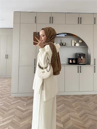 Zenya Angora Pantolonlu Takım Bej