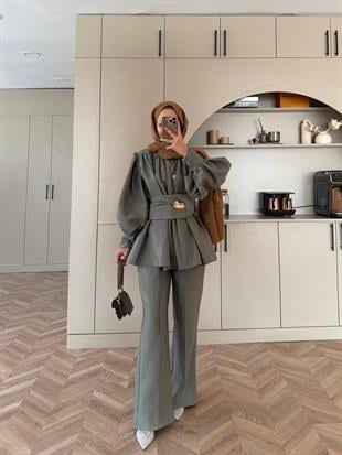 Zeyla Cupra Pantolonlu Takım Haki