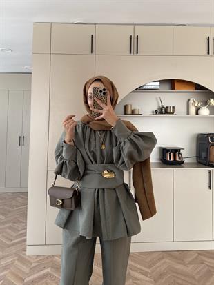 Zeyla Cupra Pantolonlu Takım Haki