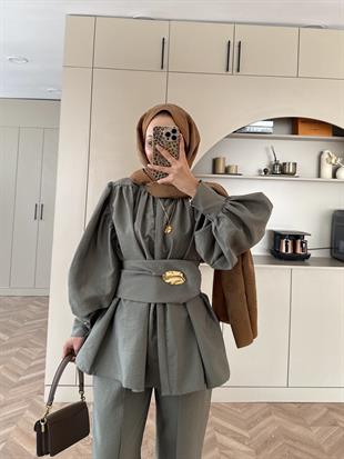 Zeyla Cupra Pantolonlu Takım Haki