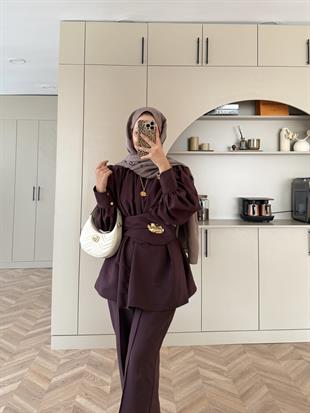 Zeyla Cupra Pantolonlu Takım Mürdüm