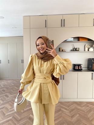 Zayle Cupra Pantolonlu Takım Sarı