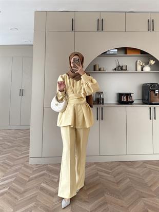 Zayle Cupra Pantolonlu Takım Sarı