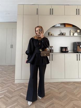 Zeyla Cupra Pantolonlu Takım Siyah