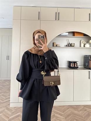 Zeyla Cupra Pantolonlu Takım Siyah