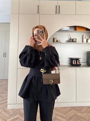 Zeyla Cupra Pantolonlu Takım Siyah