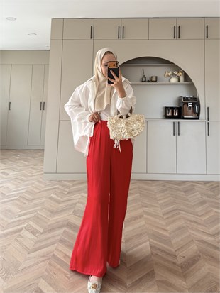 Zra Model Salaş Pantolon Kırmızı 