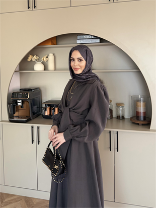 Zuma Sıfır Kol Bağlamalı Modal Elbise Antrasit (2006TB)