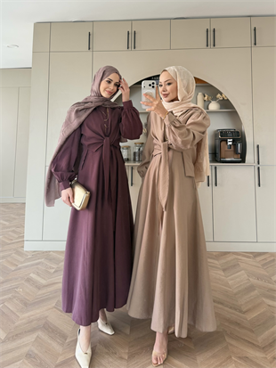 Zuma Sıfır Kol Bağlamalı Modal Elbise Mürdüm (2006TB)