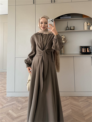 Zuma Sıfır Kol Bağlamalı Modal Elbise Haki (2006TB)