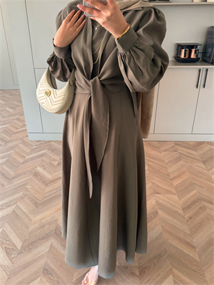 Zuma Sıfır Kol Bağlamalı Modal Elbise Haki (2006TB)