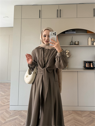 Zuma Sıfır Kol Bağlamalı Modal Elbise Haki (2006TB)