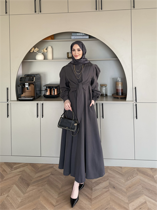 Zuma Sıfır Kol Bağlamalı Modal Elbise Antrasit (2006TB)