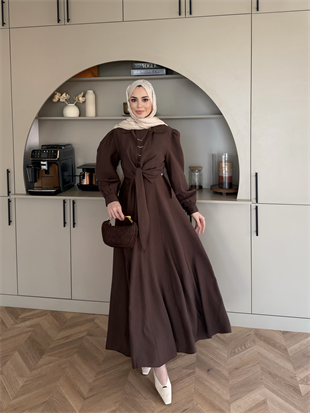 Zuma Sıfır Kol Bağlamalı Modal Elbise Kahve (2006TB)