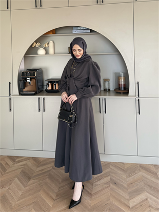 Zuma Sıfır Kol Bağlamalı Modal Elbise Antrasit (2006TB)