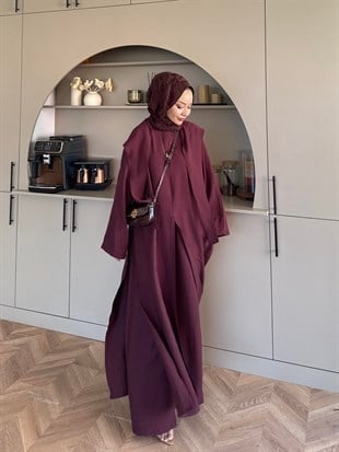 Zyra Omuz Şallı Yırtmaçlı Takım Bordo (2361)