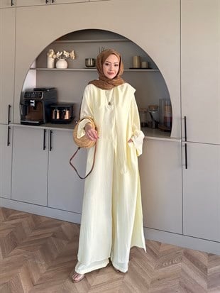 Zyra Omuz Şallı Yırtmaçlı Takım Sarı (2361)