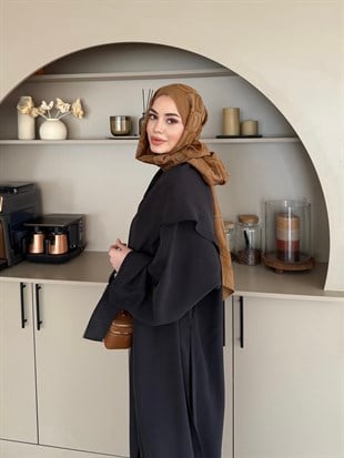 Zyra Omuz Şallı Yırtmaçlı Takım Siyah (8832)