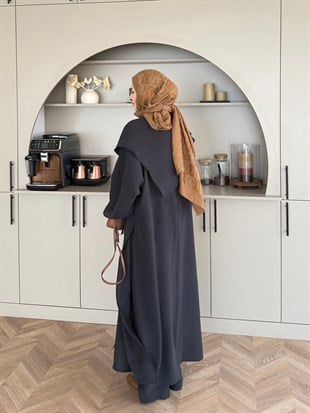 Zyra Omuz Şallı Yırtmaçlı Takım Siyah (8832)