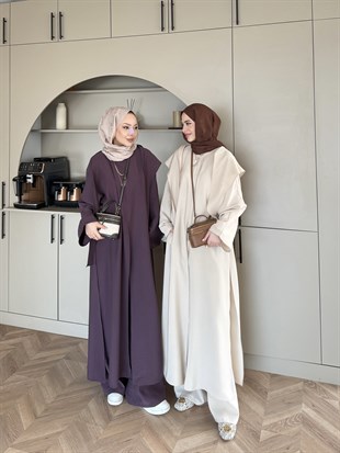 (ÖNSİPARİŞ) 10 iş günü sonra kargolanacaktır Zyra Omuz Şallı Yırtmaçlı Takım Taş (8832)