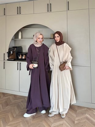 (ÖNSİPARİŞ) 10 iş günü sonra kargolanacaktır Zyra Omuz Şallı Yırtmaçlı Takım Taş (8832)