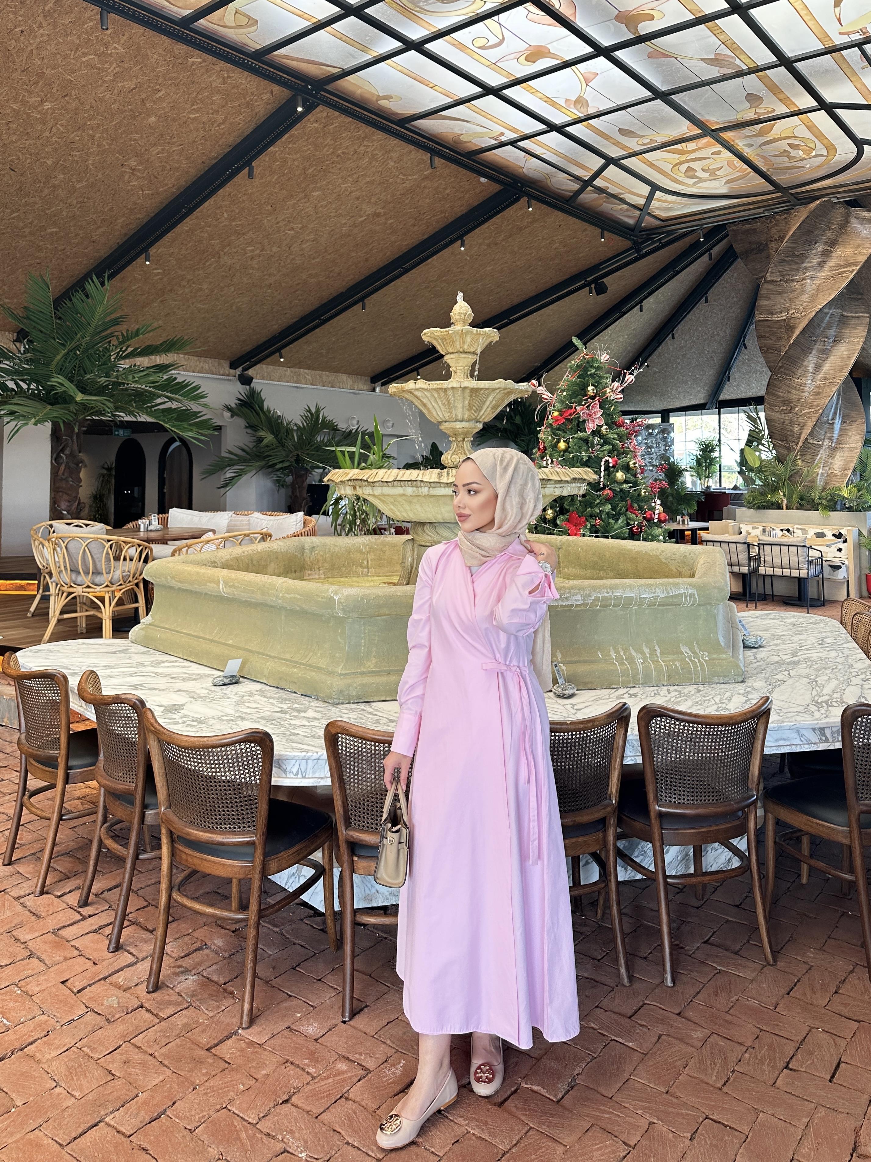 Alvina Yandan Bağlamalı Elbise Pembe