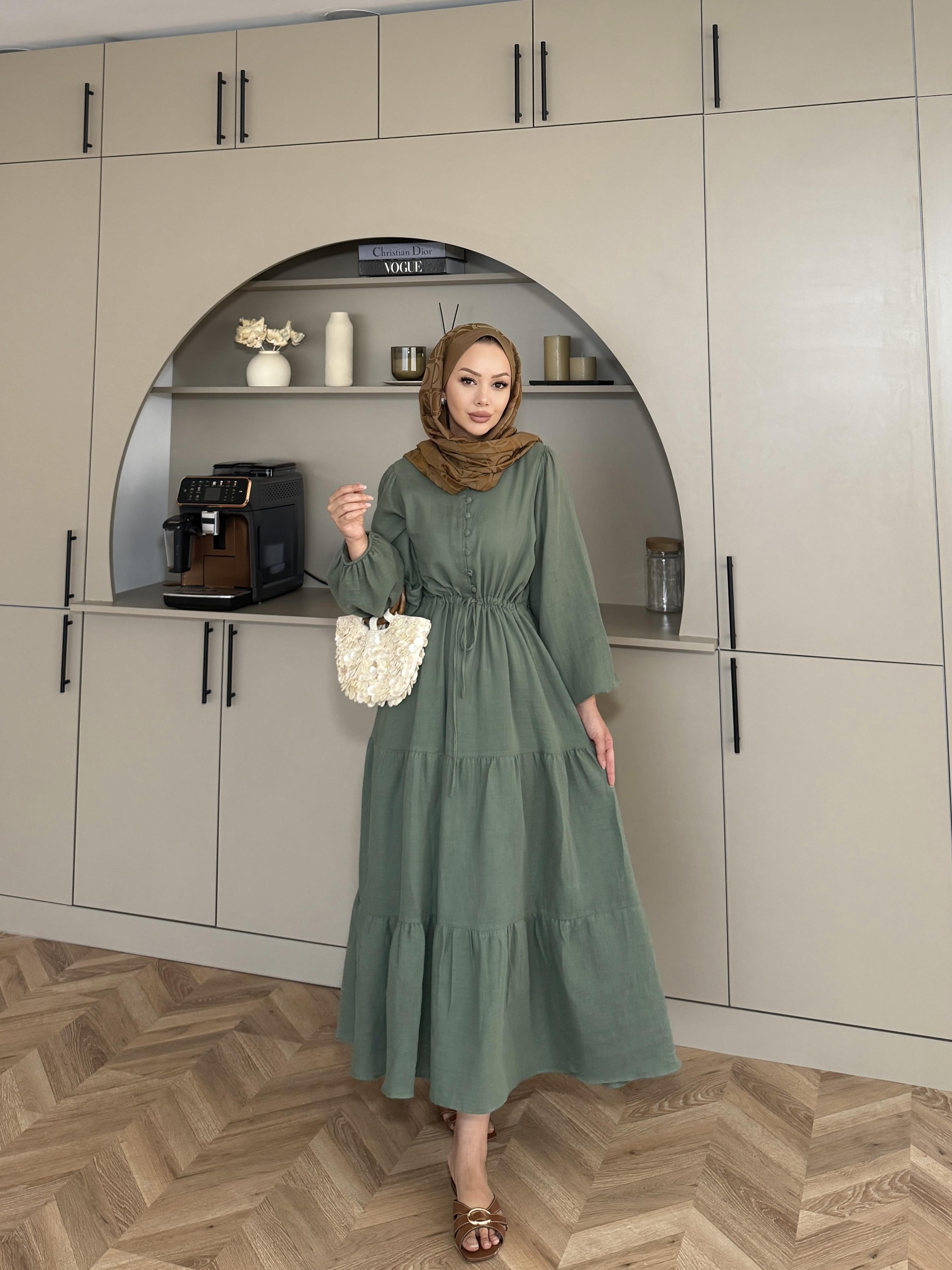 Alya Müslin Elbise Haki