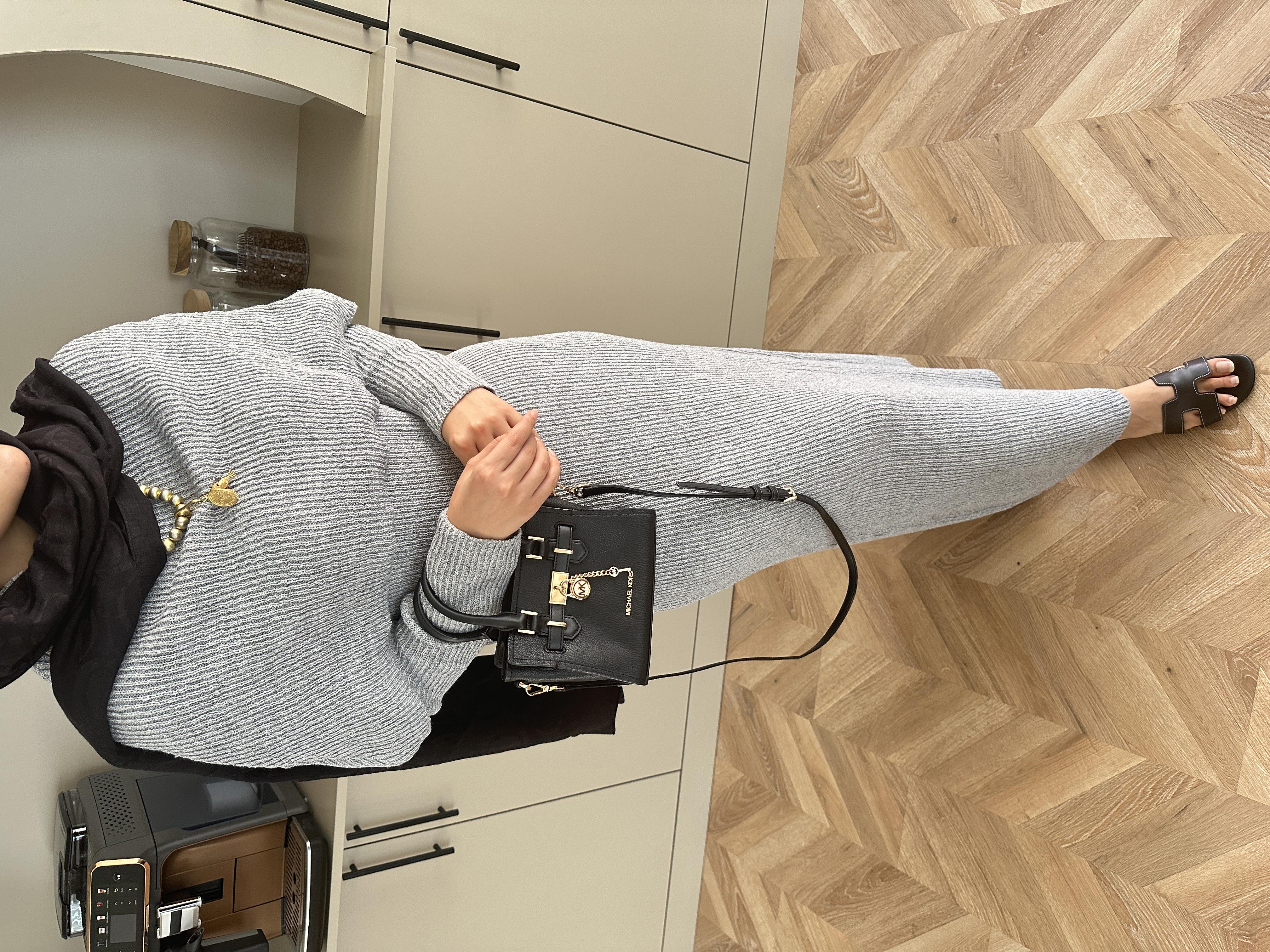 Anisa Triko Elbise Gri