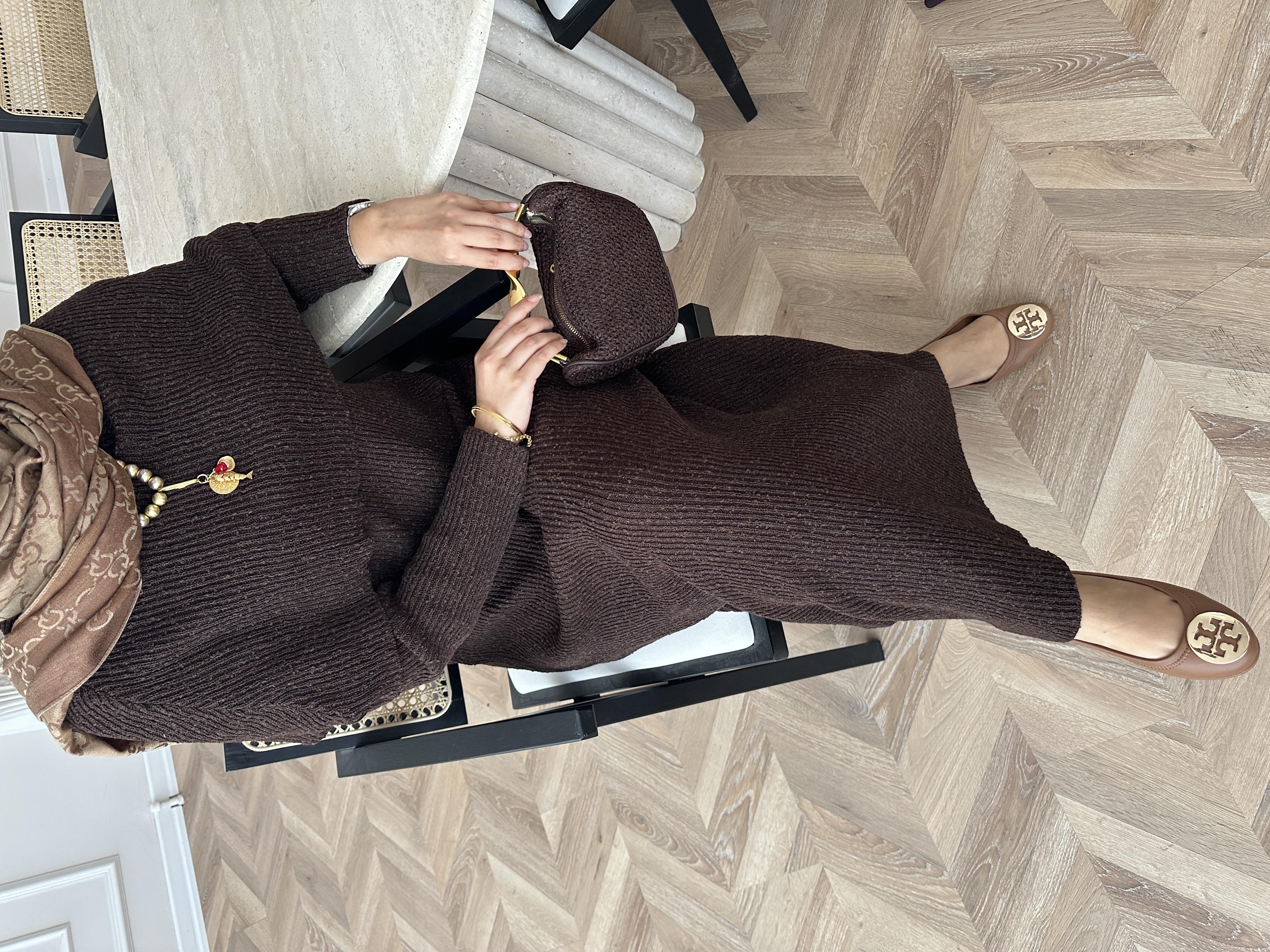 Anisa Triko Elbise Kahve