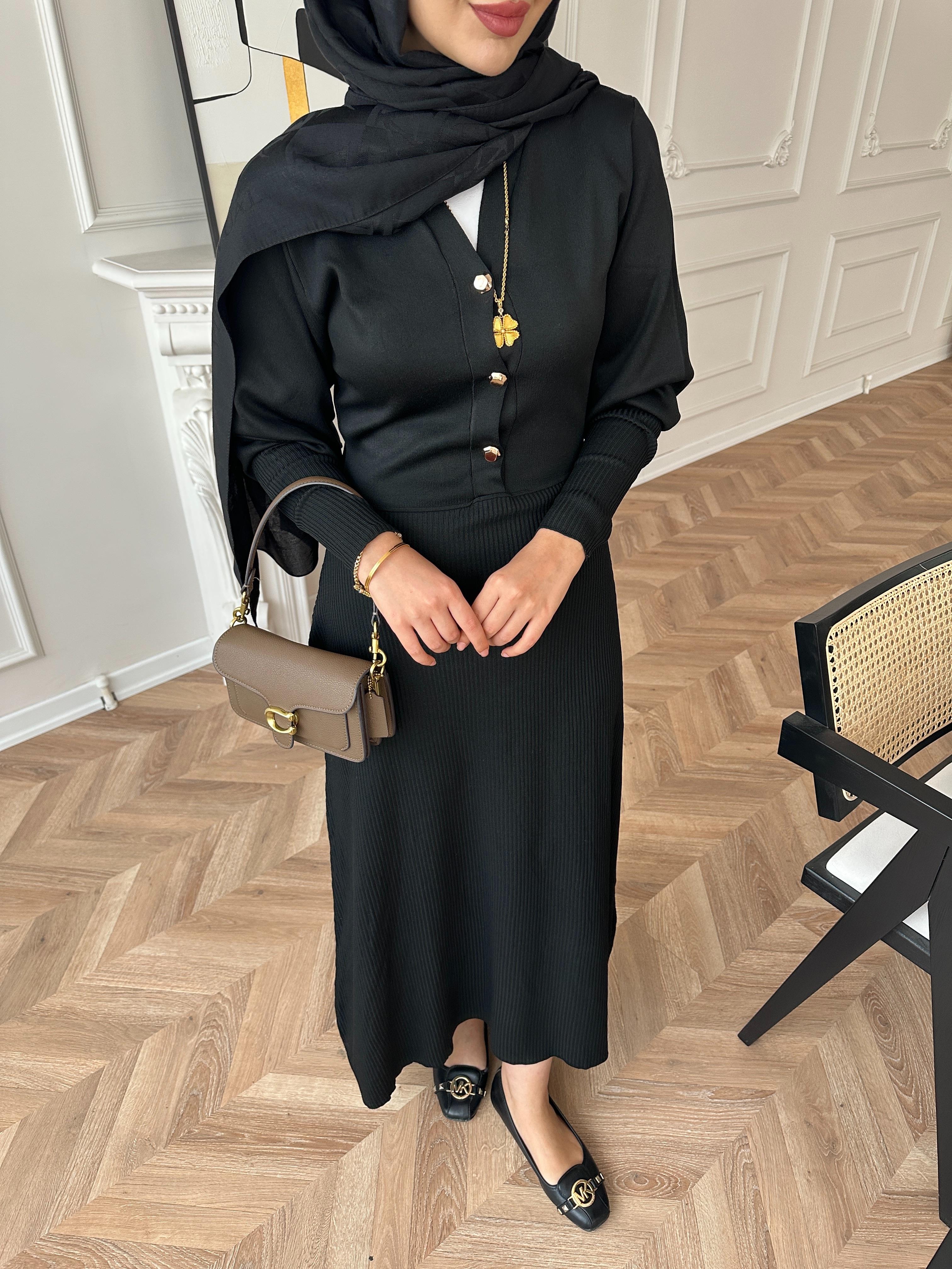 Ayda Triko Elbise Siyah