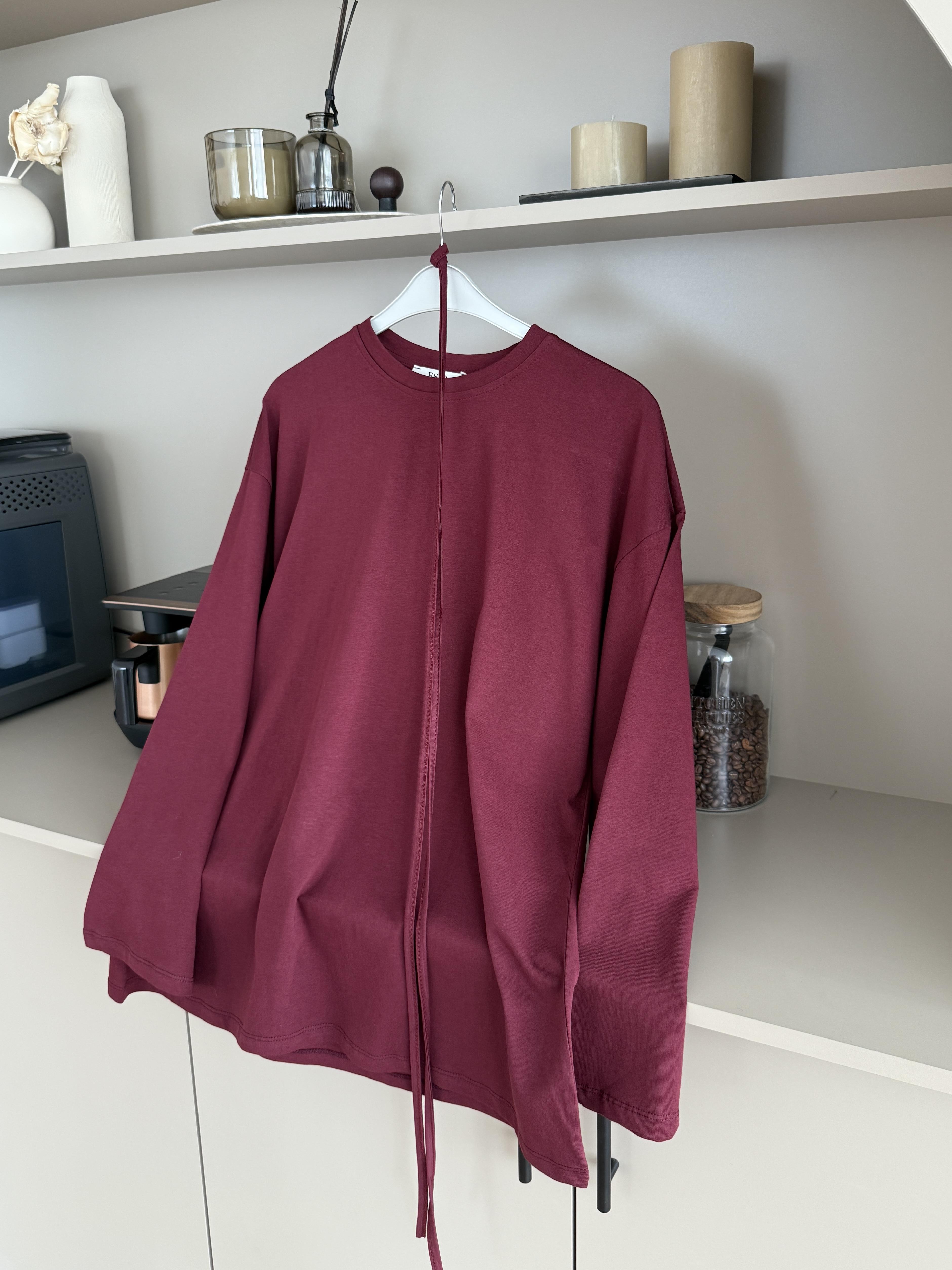 Basic Uzun Kollu Bluz Bordo