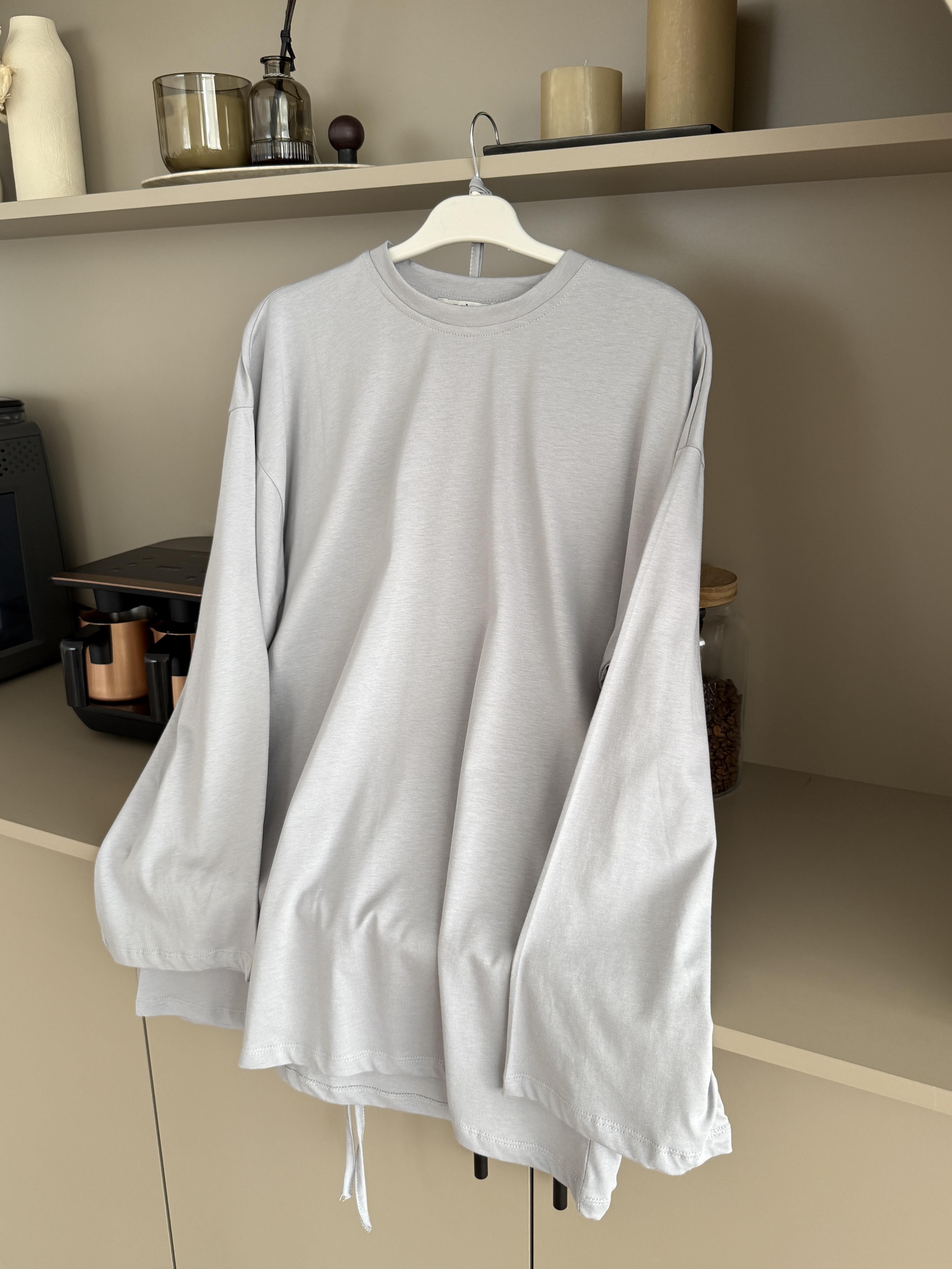 Basic Uzun Kollu Bluz Gri