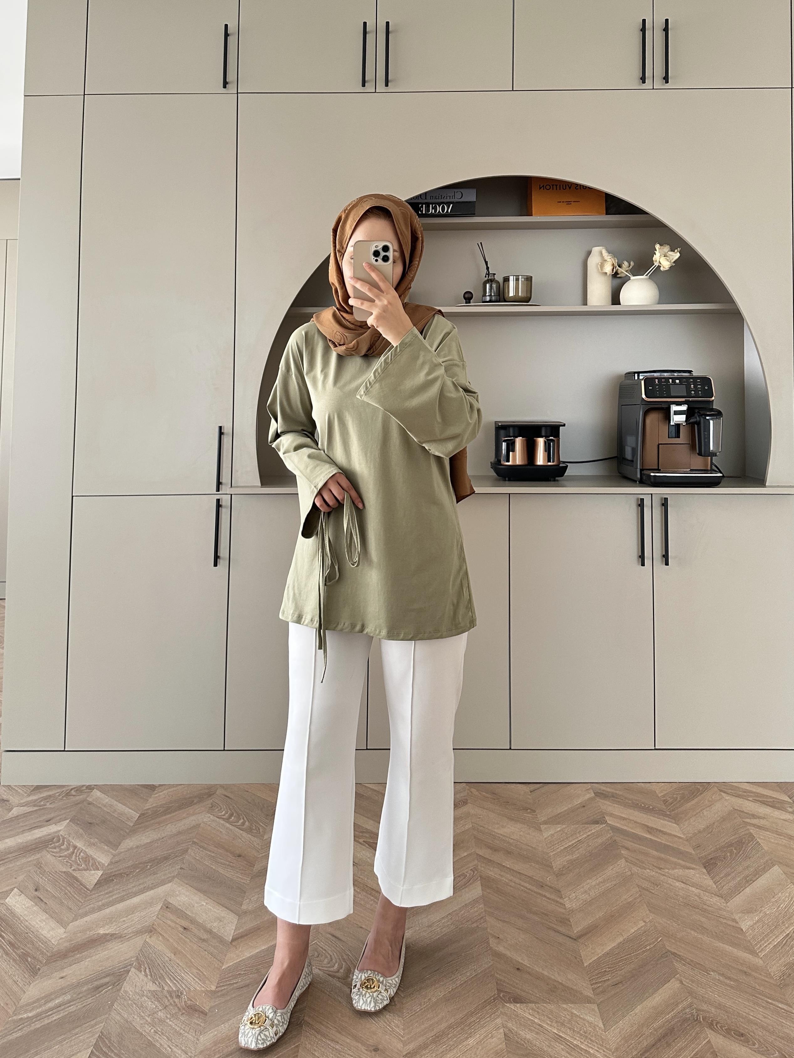 Basic Uzun Kollu Bluz Su Yeşili