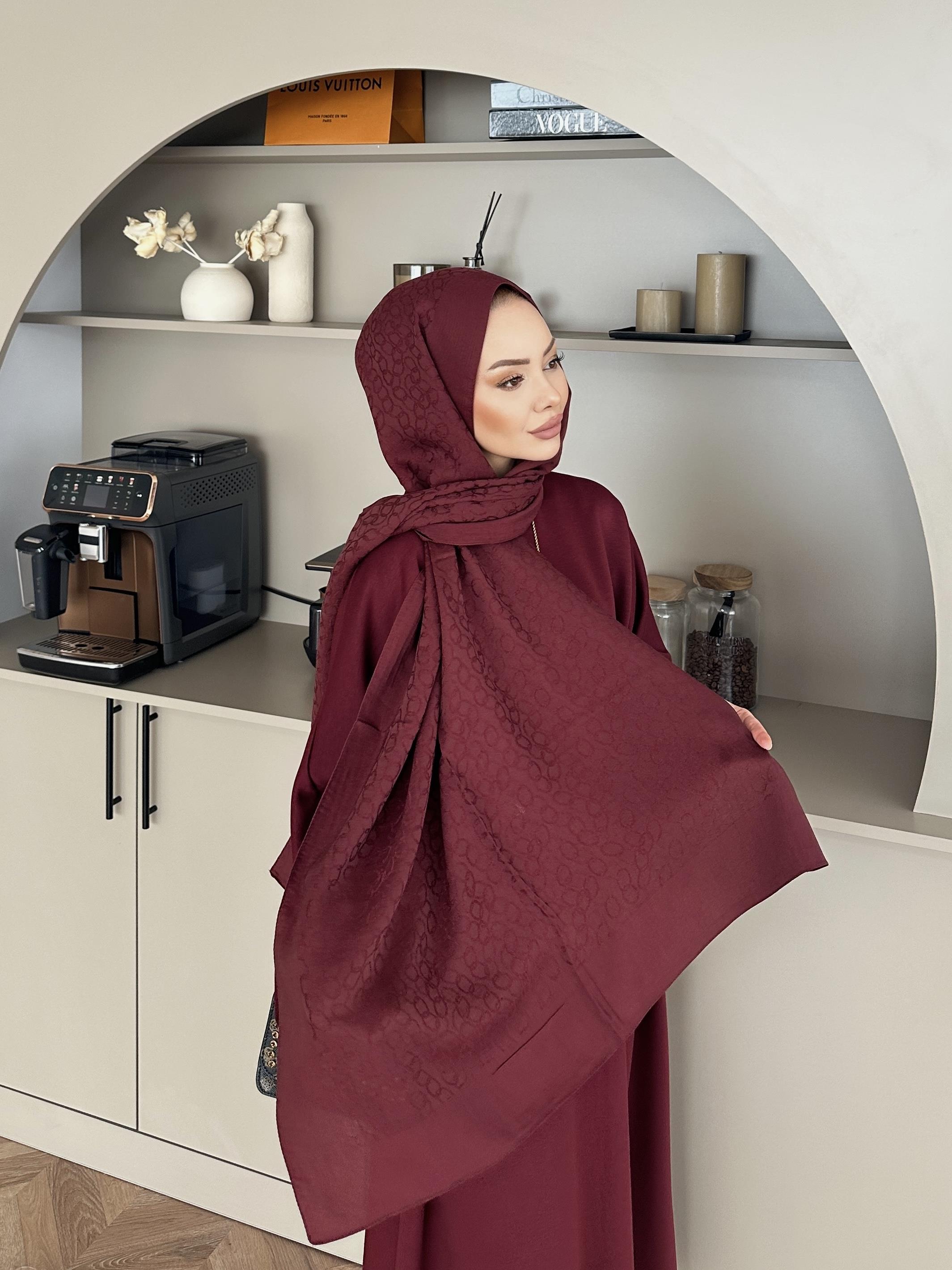 Bordo Zincir Desen Naia Şal